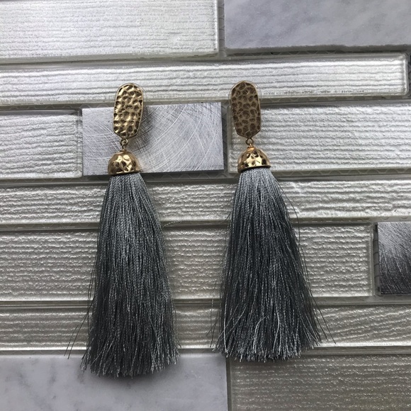 Gray Tassel Earrings - Picture 1 of 1